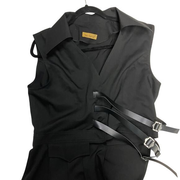 Neo Ludwig Pirate Gothic Steampunk Pleated Bias Bottom Long Unisex Vest - Picture 3 of 10